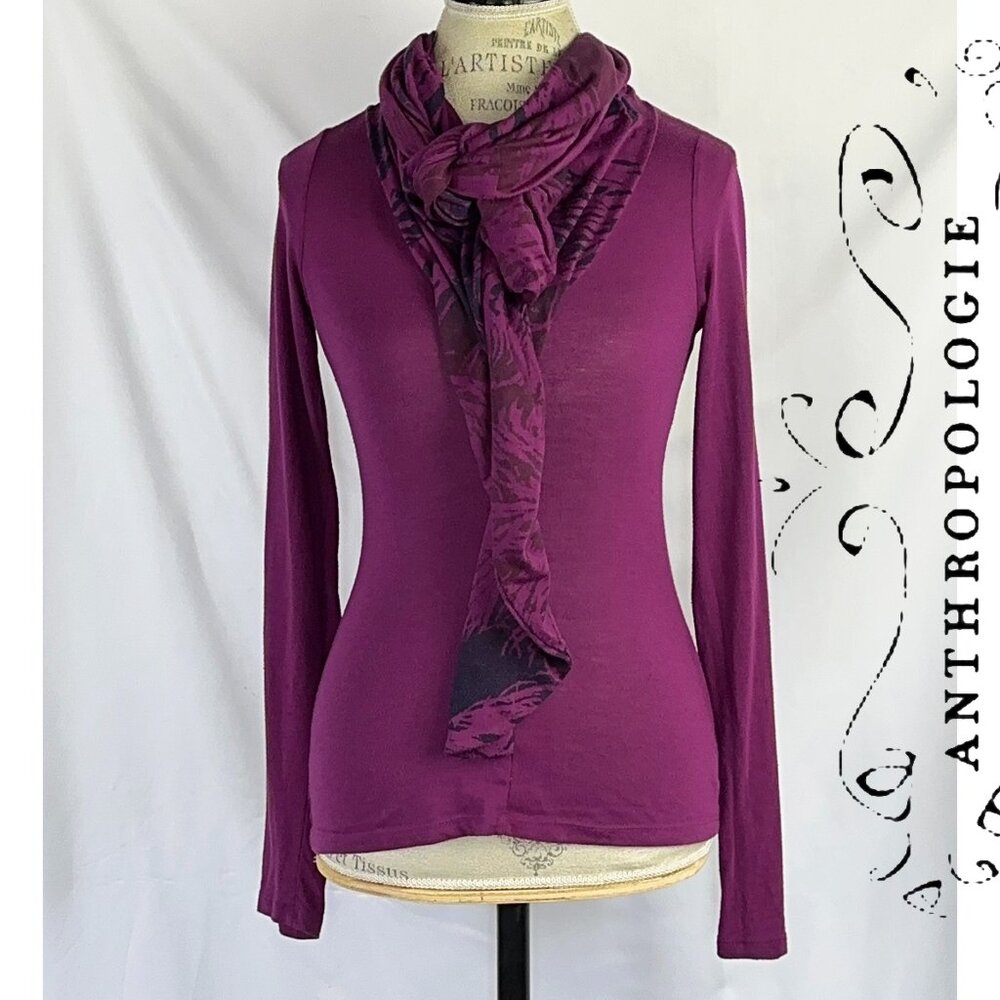 Anthropologie Burgundy Cowl Ruffles Blouse By Deletta